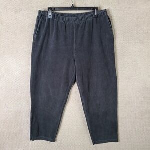 Lands End Pants Womens Large Gray Corduroy Elastic Waist Pull On Stretch Tapered